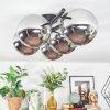 Chehalis ceiling light, globe light chrome, Smoke-coloured, 5-light sources