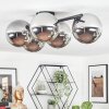 Chehalis ceiling light, globe light chrome, Smoke-coloured, 5-light sources