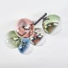 Chehalis ceiling light, globe light blue, chrome, green, clear, coppery, Smoke-coloured, 5-light sources