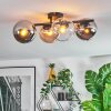 Koyoto ceiling light, globe light Amber, chrome, clear, Smoke-coloured, 4-light sources