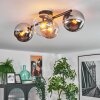 Koyoto ceiling light, globe light Amber, chrome, clear, Smoke-coloured, 4-light sources