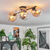 Koyoto ceiling light, globe light Amber, clear, Smoke-coloured, 4-light sources