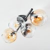 Koyoto ceiling light, globe light Amber, clear, Smoke-coloured, 4-light sources