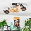 Koyoto ceiling light, globe light Amber, chrome, Smoke-coloured, 4-light sources