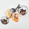 Koyoto ceiling light, globe light Amber, chrome, Smoke-coloured, 4-light sources