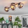 Koyoto ceiling light, globe light clear, Smoke-coloured, 4-light sources