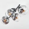 Koyoto ceiling light, globe light clear, Smoke-coloured, 4-light sources