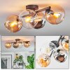 Koyoto ceiling light, globe light Amber, chrome, clear, Smoke-coloured, 4-light sources