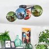 Koyoto ceiling light, globe light blue, green, coppery, 4-light sources