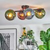 Koyoto ceiling light, globe light blue, green, coppery, 4-light sources