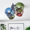 Koyoto ceiling light, globe light blue, green, coppery, 4-light sources