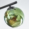 Koyoto ceiling light, globe light blue, green, coppery, 4-light sources
