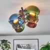 Koyoto ceiling light, globe light blue, green, coppery, 4-light sources