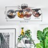 Koyoto ceiling light, globe light chrome, gold, clear, coppery, Smoke-coloured, 4-light sources