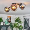 Koyoto ceiling light, globe light chrome, gold, clear, coppery, Smoke-coloured, 4-light sources