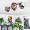 Koyoto ceiling light, globe light chrome, gold, clear, coppery, Smoke-coloured, 4-light sources