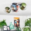 Koyoto ceiling light, globe light blue, green, clear, coppery, 4-light sources