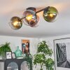 Koyoto ceiling light, globe light blue, green, clear, coppery, 4-light sources
