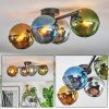 Koyoto ceiling light, globe light blue, chrome, gold, green, Smoke-coloured, 4-light sources