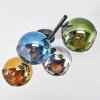 Koyoto ceiling light, globe light blue, chrome, gold, green, Smoke-coloured, 4-light sources