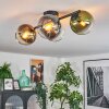 Koyoto ceiling light, globe light blue, gold, green, clear, Smoke-coloured, 4-light sources