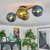 Koyoto ceiling light, globe light blue, gold, green, 4-light sources