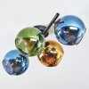 Koyoto ceiling light, globe light blue, gold, green, 4-light sources