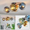 Koyoto ceiling light, globe light blue, gold, green, clear, 4-light sources