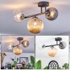 Chehalis ceiling light, globe light Amber, clear, Smoke-coloured, 3-light sources