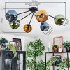 Koyoto ceiling light, globe light 77.5 cm blue, gold, green, 6-light sources