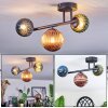 Chehalis ceiling light, globe light blue, green, coppery, 3-light sources