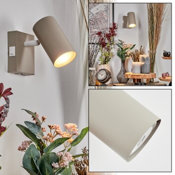 Javel wall light, wall spotlight sand-coloured, white, 1-light source