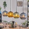 Koyoto hanging light, globe light, pendant light blue, gold, green, 4-light sources