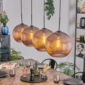Koyoto hanging light, globe light, pendant light coppery, 4-light sources