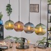 Koyoto hanging light, globe light, pendant light blue, green, coppery, 4-light sources
