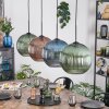 Koyoto hanging light, globe light, pendant light blue, green, coppery, 4-light sources