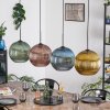 Koyoto hanging light, globe light, pendant light blue, gold, green, coppery, 4-light sources