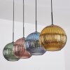 Koyoto hanging light, globe light, pendant light blue, gold, green, coppery, 4-light sources