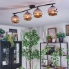 Ripoll ceiling light, globe light chrome, Smoke-coloured, 4-light sources