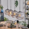 Koyoto hanging light, globe light, pendant light clear, Smoke-coloured, 4-light sources