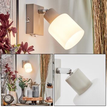 Fonik wall light, wall spotlight chrome, sand-coloured, 1-light source