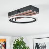 Galen ceiling light LED Wood like finish, black, 1-light source