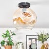 Ripoll ceiling light, globe light Amber, clear, 1-light source