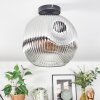 Ripoll ceiling light, globe light chrome, clear, Smoke-coloured, 1-light source