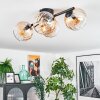 Koyoto ceiling light, globe light Amber, clear, 4-light sources