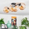 Koyoto ceiling light, globe light Amber, 4-light sources