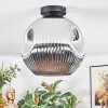 Ripoll ceiling light, globe light chrome, Smoke-coloured, 1-light source