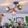 Chehalis ceiling light, globe light blue, green, clear, coppery, 3-light sources