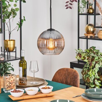 Koyoto hanging light, globe light, pendant light 20 cm clear, Smoke-coloured, 1-light source