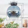 Koyoto ceiling light, globe light 25 cm blue, clear, 1-light source